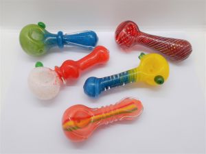 Coloured Glass Pipe 4" Various