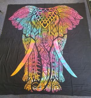Handprinted Hanging/Bedspread Decorated Elephant Multi