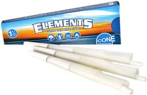Elements Ultra Thin Rice Rolling Papers - 1 1/4 Size Pre Rolled Cones 6 per Pack (1 Pack)