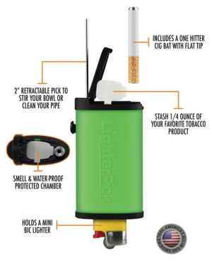 LighterPick All-in-one Waterproof Smoking Dugout-Green