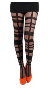 Black Grid Strapping Tights