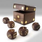 Wooden Dice Box with 5 Individual Dice Inside