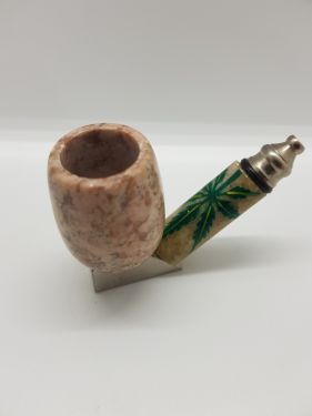 Standing Stone Pipe with Cannabis Leaf
