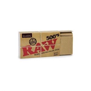 RAW 500'S Classic Natural Unrefined Rolling Paper 1 1/4 SIZE (20 COUNT)

