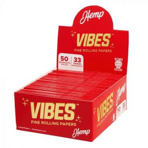 Vibes King Size Slim Rolling Papers - Hemp (Red)
