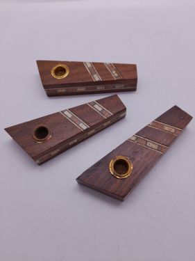 Wooden Pipe 3" One-Piece with Inlay