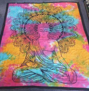Handprinted Hanging/Bedspread Buddha Multi