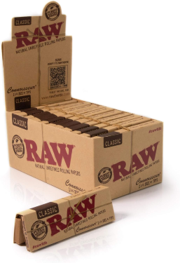 RAW Classic Connoisseur 1¼ Size Rolling Papers & Pre-Rolled Tips - 24 packets per box
