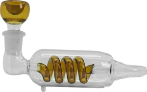Glass Spiral Pipe, Amber 13 cm