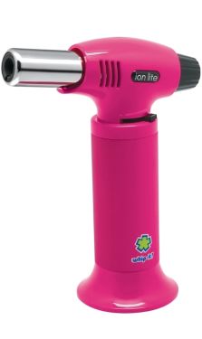 6" butane torch lighter Adjustable flame and safety switch Rubberized handle coating for comfort and grip Flat-bottomed stand for hands-free use