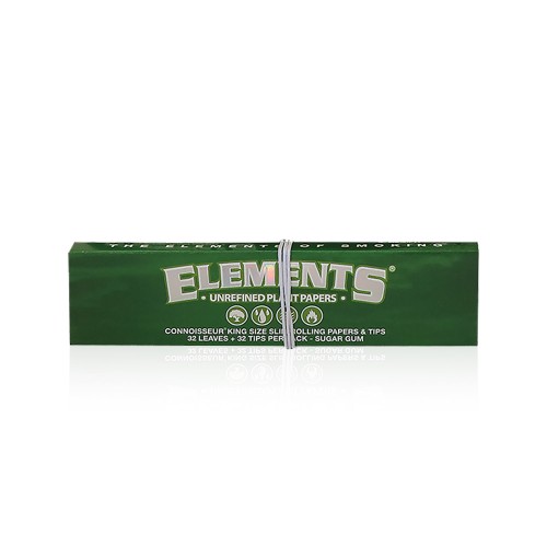 Elements Green Connoisseur King Size Slim Ultra Thin Rice Rolling Papers + Tips