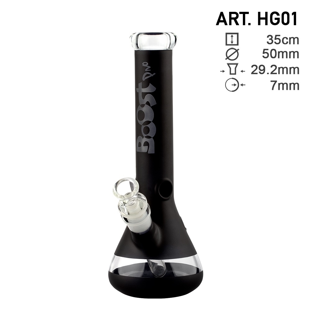 Boost Pro | Beaker Glass Bong Black H:35cm - Ø:50mm - SG:29.2mm